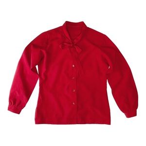 Vintage 80s Secretary Blouse with Tie/Bow